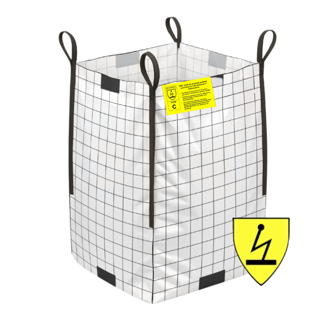 Anti-static huge bag in black straps.