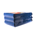 Stacked Pope Pinch® woven bottom bags – featured in our sustainable packaging brochures