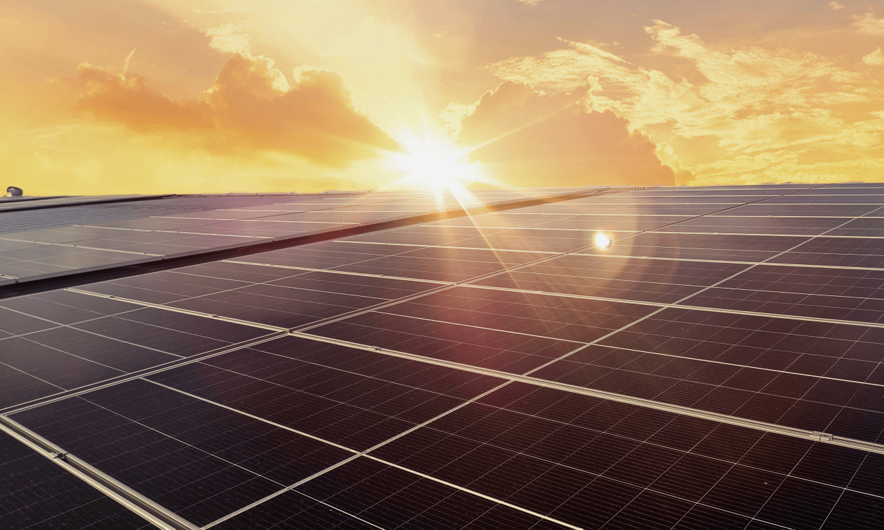 Solar panels at Pope Textile Bag & Packaging facility powering sustainable packaging production.