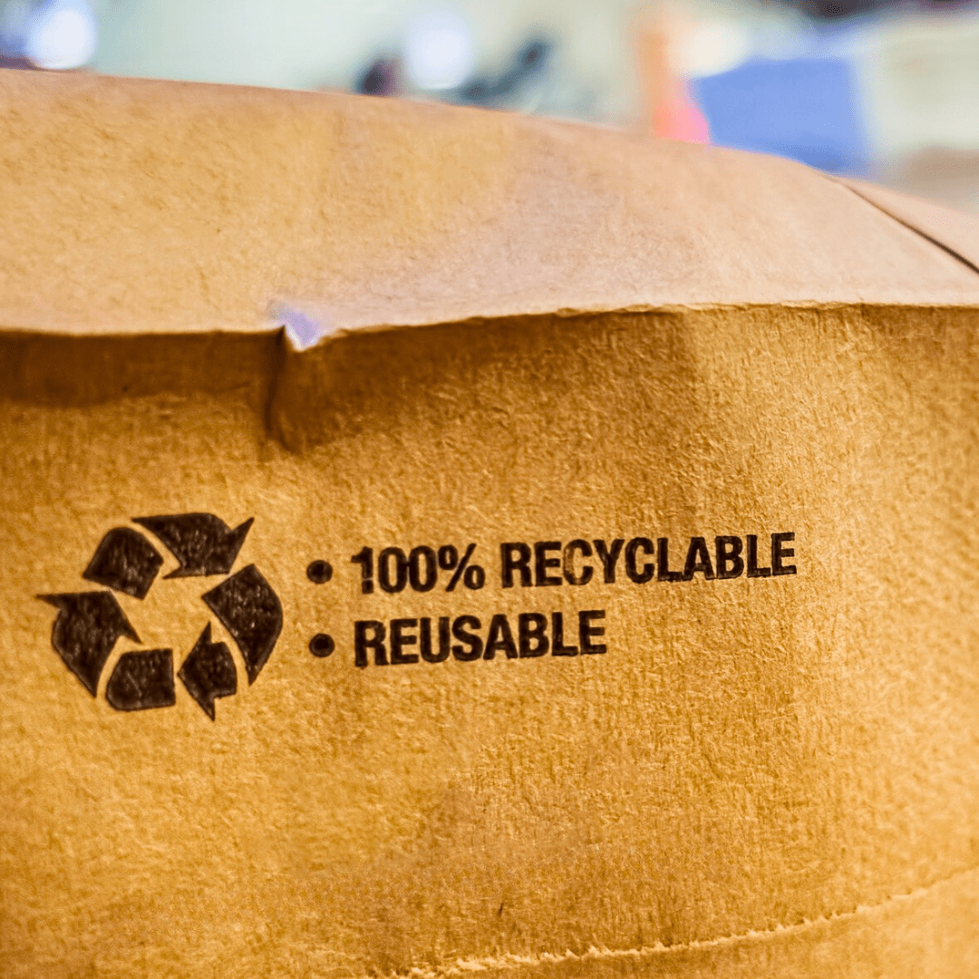 Close-up of recyclable paper sack – representing EnviroBarrier™ in our sustainable packaging brochures
